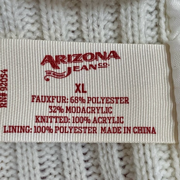 Arizona Jeans Co. Cream Faux Fur/Rib Knit Vest Size XL NWT - Picture 8 of 9
